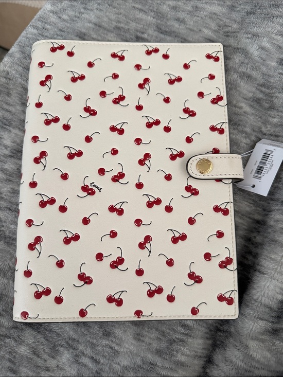Coach Accessories - Coach Cherry Print Leather Notebook- Cream with Red Cherries